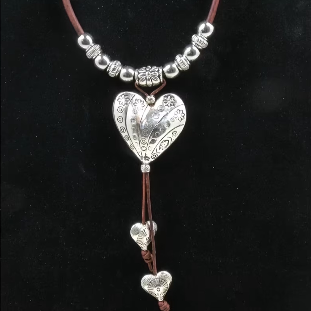 Vintage Inspired Heart Pendant Necklace Boho Western Jewelry